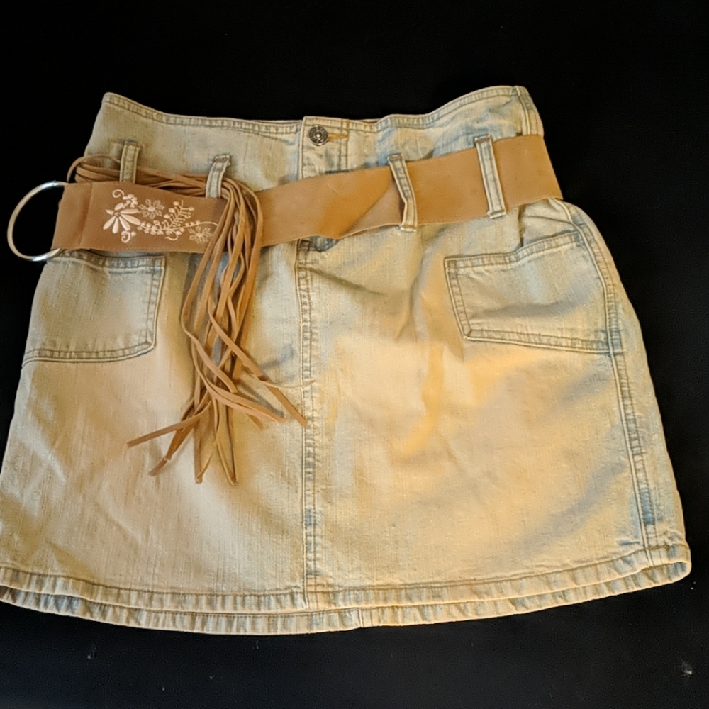 Rust Jean Skirt